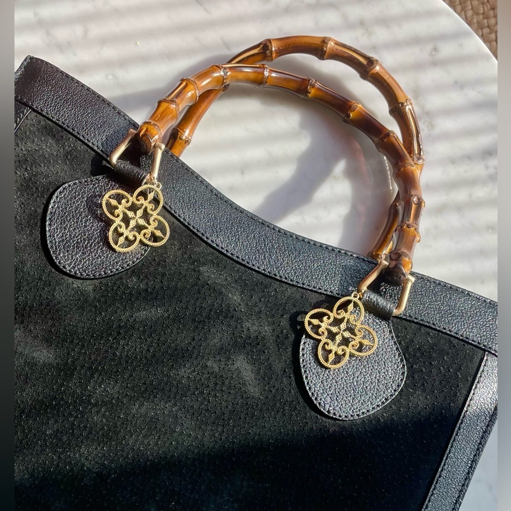 GUCCI Diana tote, black suede, chèvre trim, bamboo, *redone interior lining*EUC - Picture 8 of 16